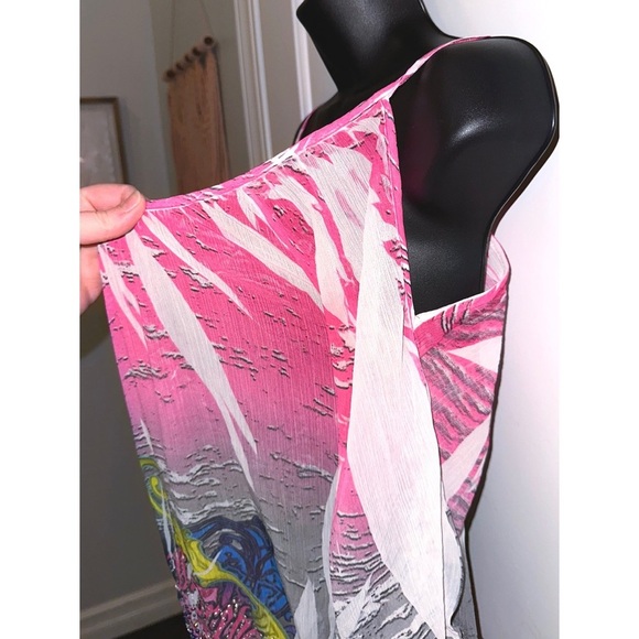 S-Twelve colorful tunic top with peek a boo sleeves - Picture 4 of 4